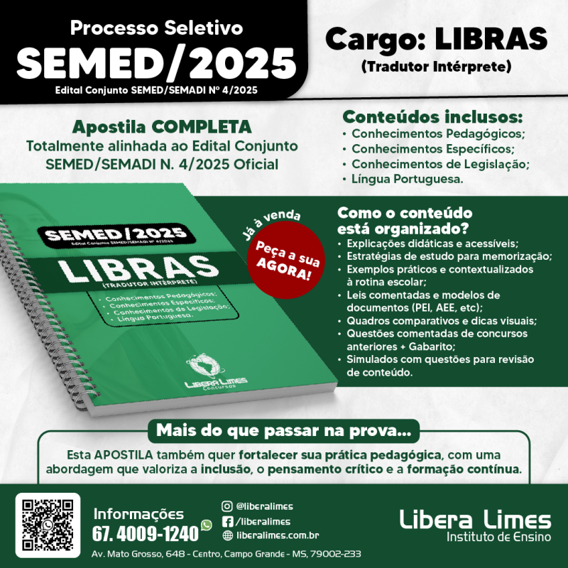 Apostila LIBRAS SEMED 2025 – Tradutor Intérprete